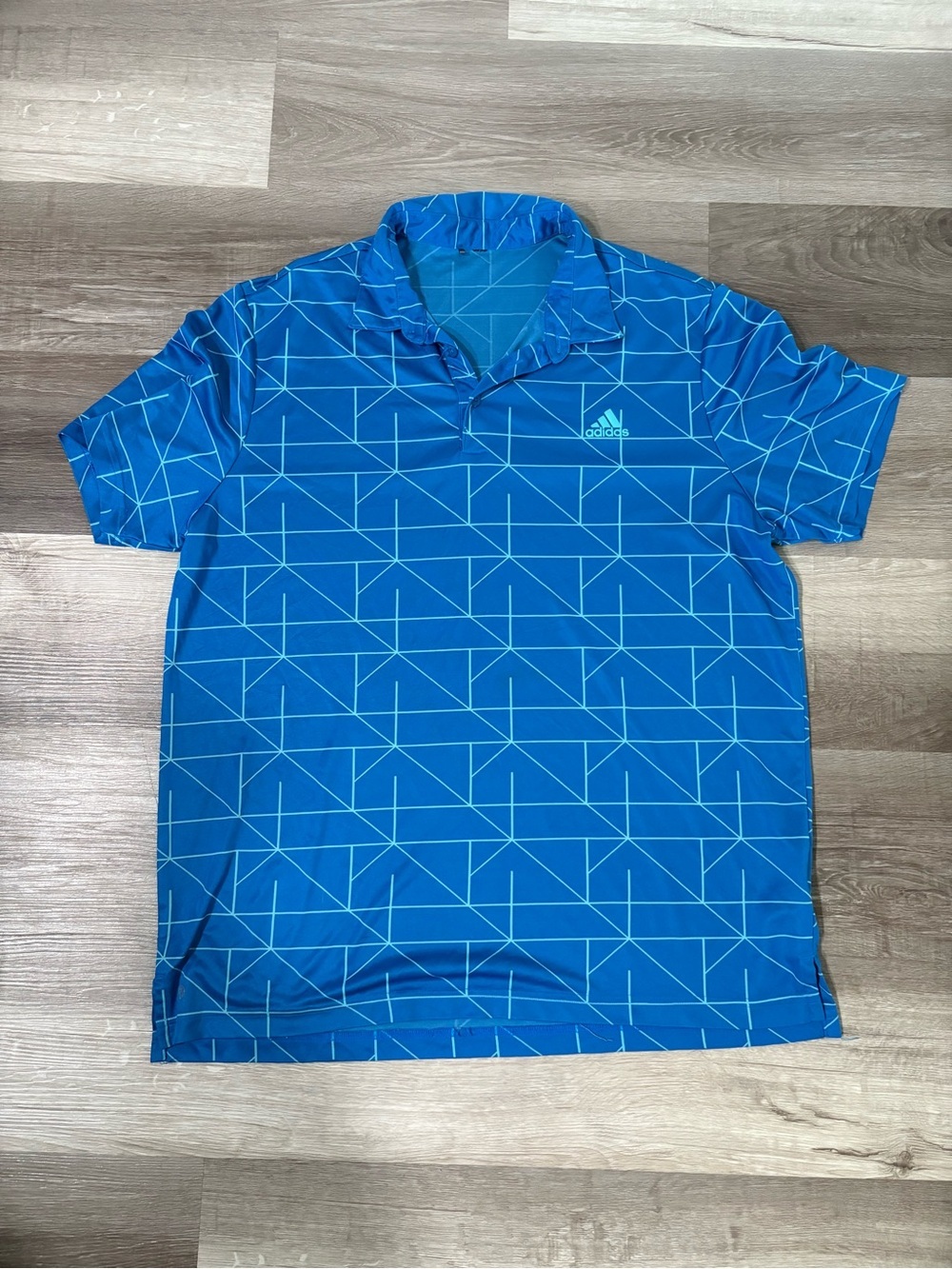 Adidas Men’s Blue Geometric Polo Shirt - Picture 1 of 7